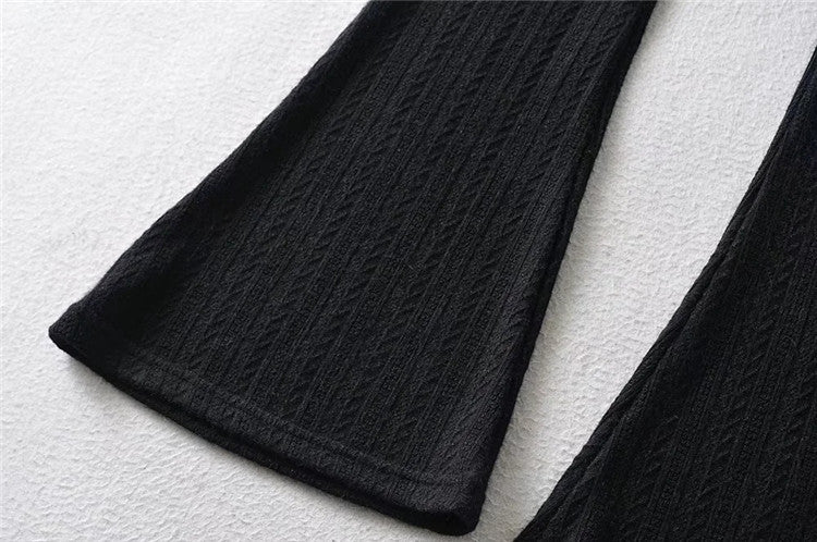 Sexy Designed Knitting Tops and High Waist Trumpet Pants