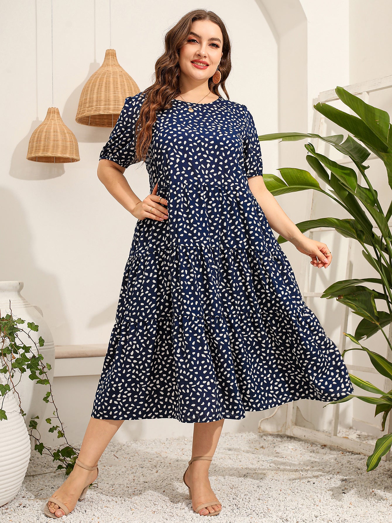 Women Short Sleeves Plus Sizes Dresses