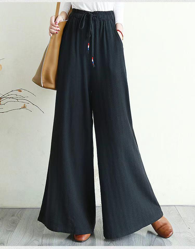 Women Linen Drawstring Summer Casual Pants-STYLEGOING