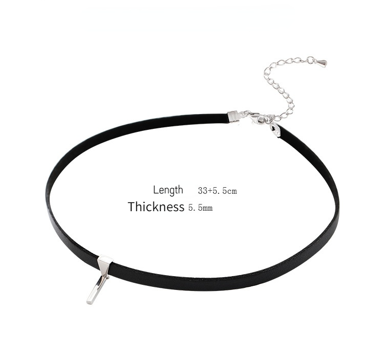 Black Leather Simple Style Necklace for Women