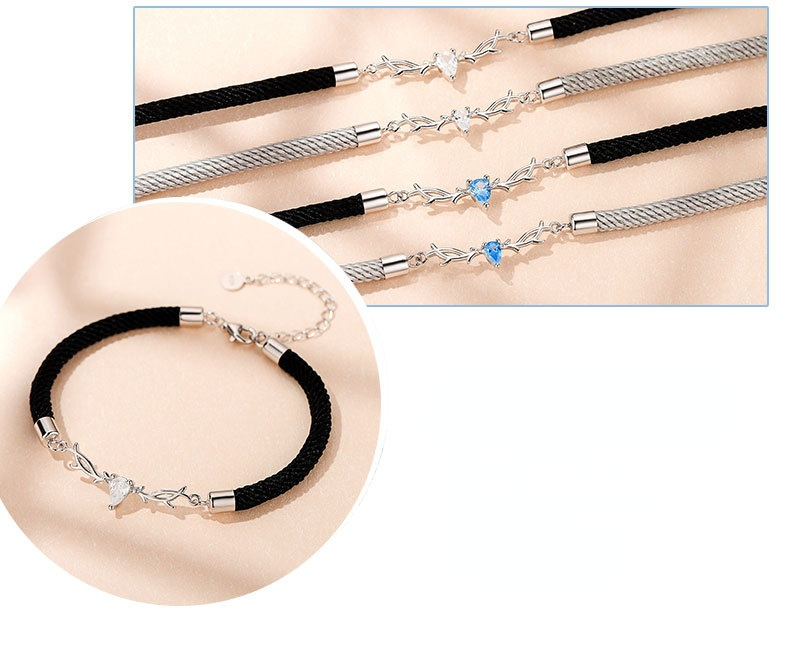 You Always Here Designed His and Hers Couple Silver Bracelets