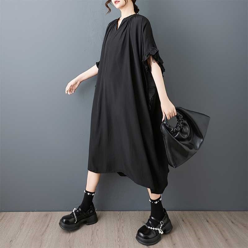 V Neck Batwing Sleeve Wrap Dress