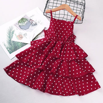 Girl's Chic Polka Dot Halter Dress