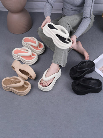 Height Increasing Contrast Color Non-Slip Flip Flops Sandals