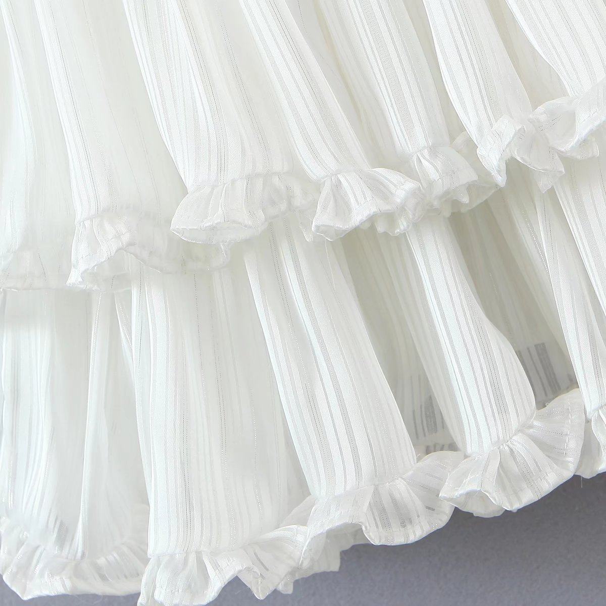 Three-Tier Colorful Silk-Chiffon Dress Pleated Lace-Up Skirt