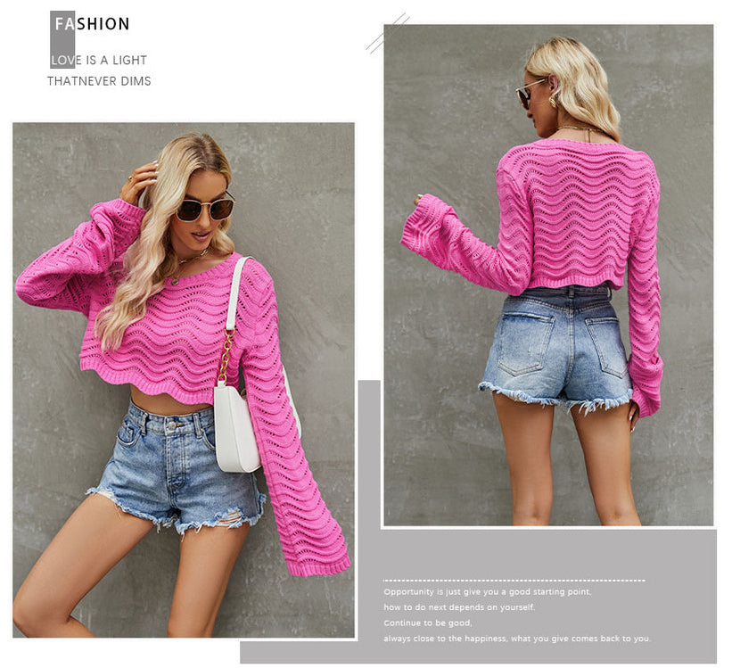 Fashion Hallow Out Short Knitted Pullover Sweaters