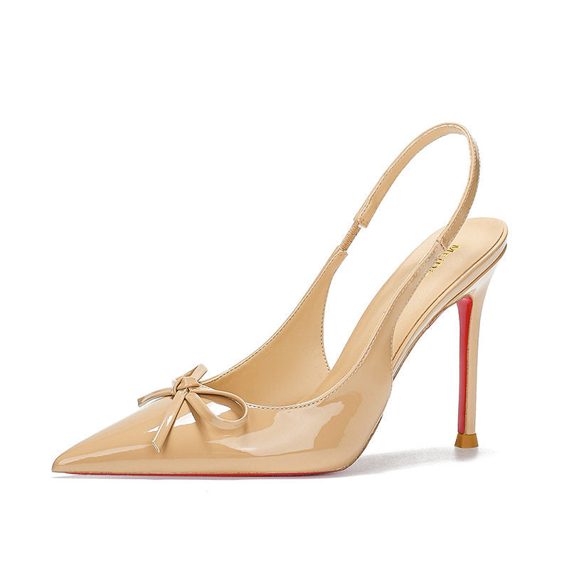 Bow Backless Stiletto Heel Sandals Pointed Toe