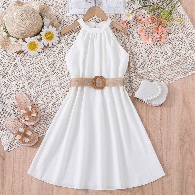 Solid Color Stylish Off-Shoulder Sleeveless Dress