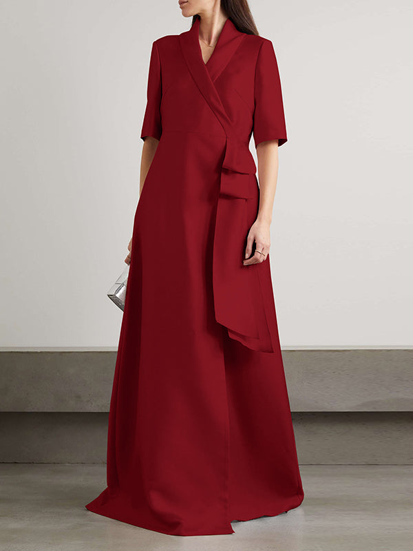 Loose Solid Color Split-Joint V-neck Evening Dresses Maxi Dresses