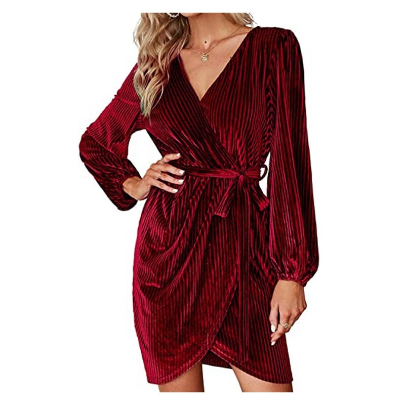 Solid Belted Waist Drawstring Short Dress