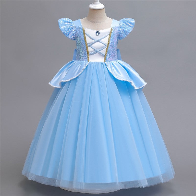 Long Butterfly Bow Dress For Girls