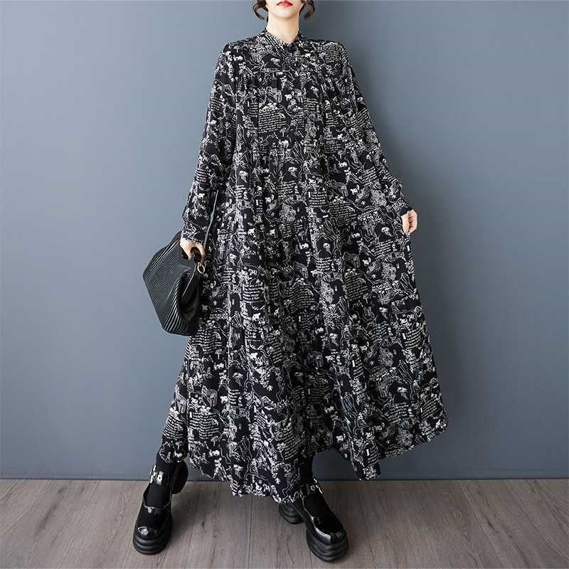 Long Sleeve Loose Fit Floral Maxi Dress