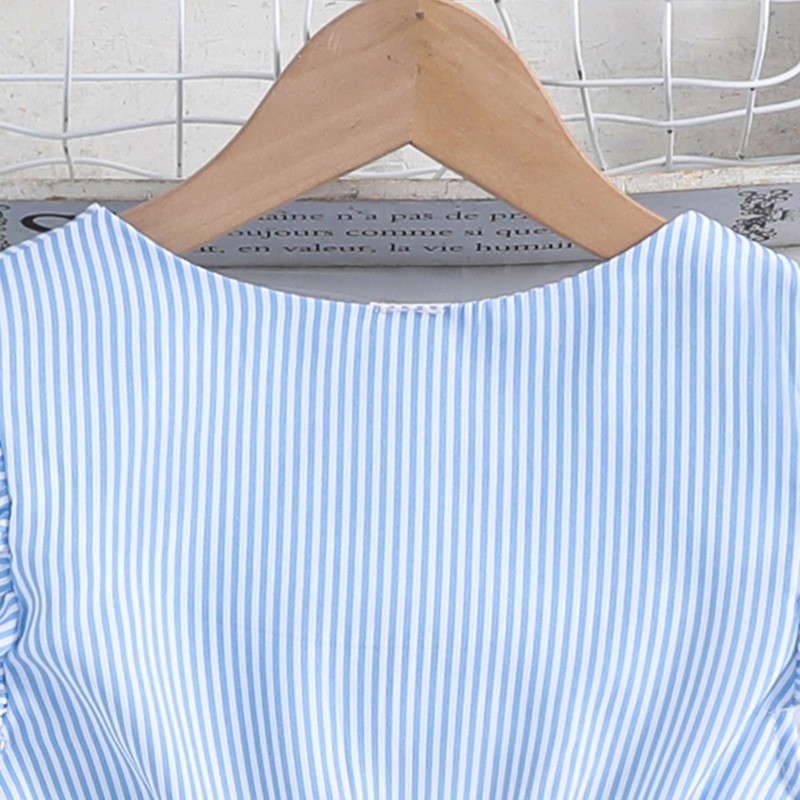 Fashionable Fly Sleeve Striped Princess Dress