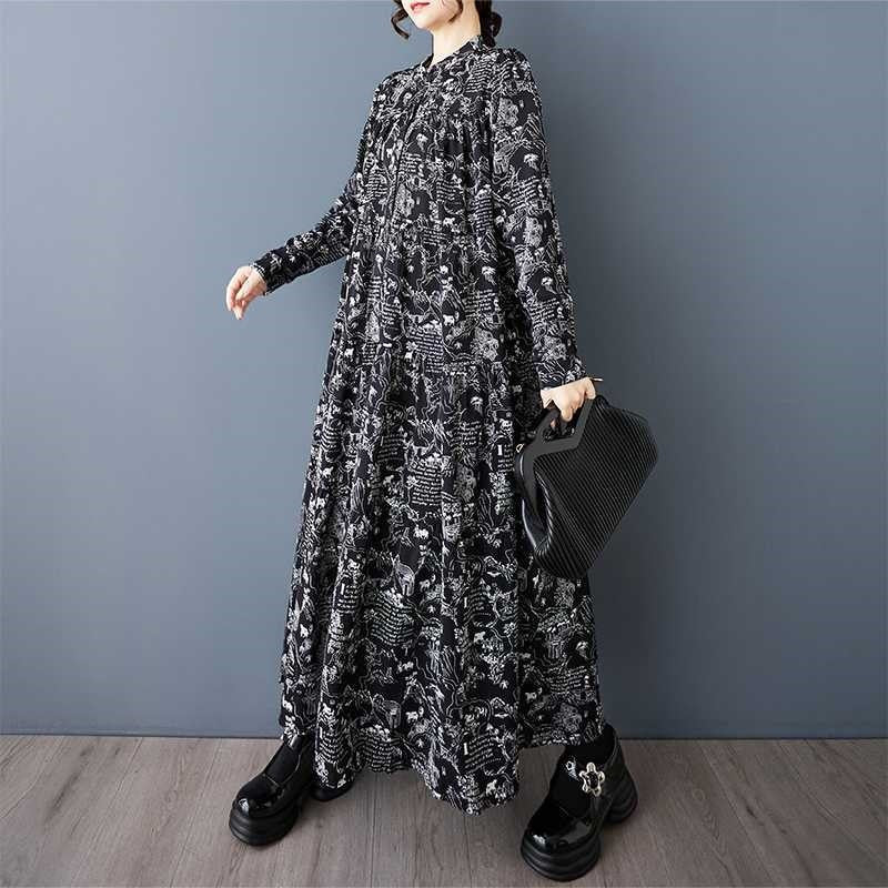 Long Sleeve Loose Fit Floral Maxi Dress