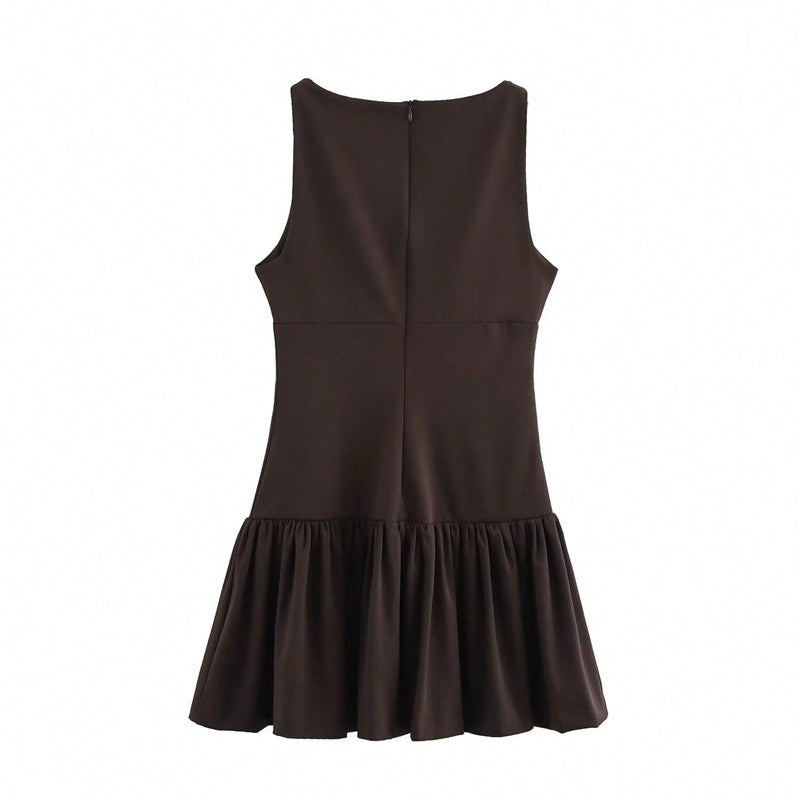 Bow Decorated Sleeveless Short Dress