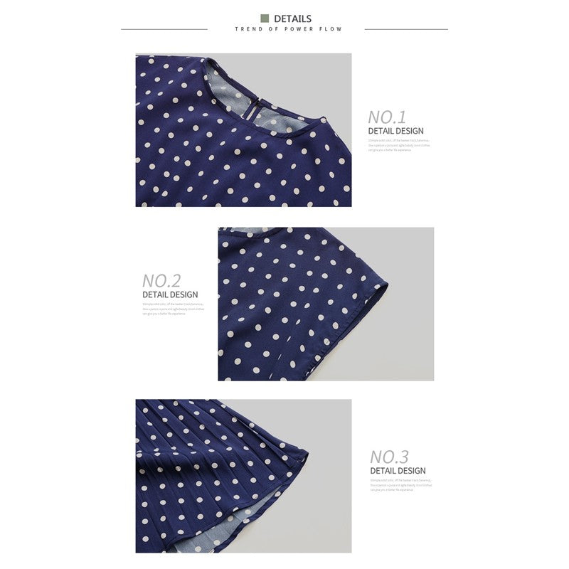 Polka-Dot Short-Sleeve Lace-Up Boho Dress