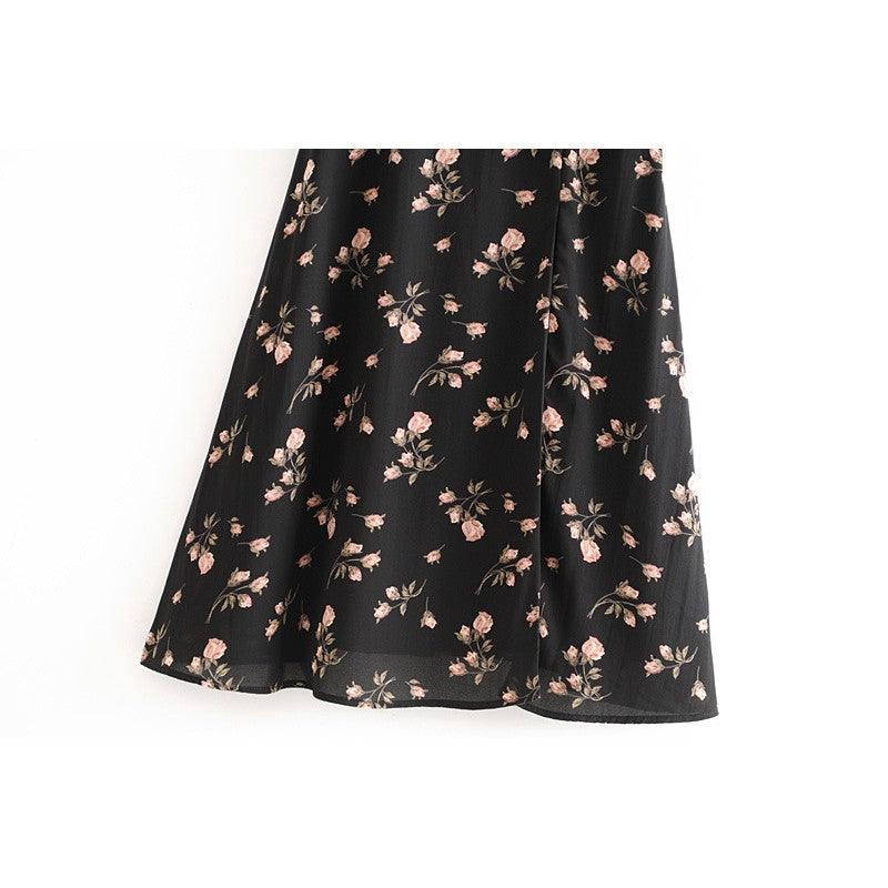 Printed Waist Hem Sexy Slit Tank Dress