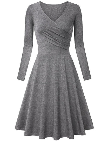 Elegant V Neck Long Sleeves Dresses