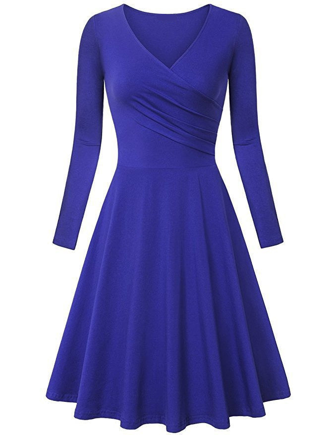 Elegant V Neck Long Sleeves Dresses