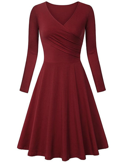 Elegant V Neck Long Sleeves Dresses