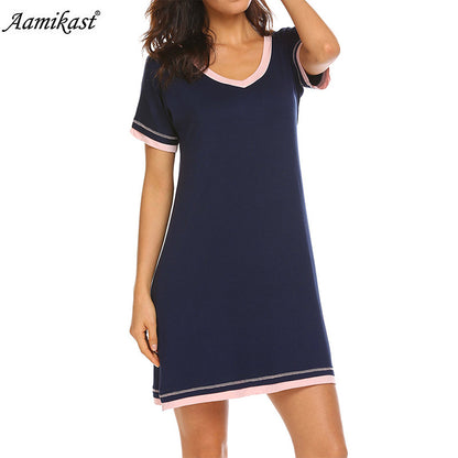 Casual Cotton Short Sleeves Sleepwear Dresses