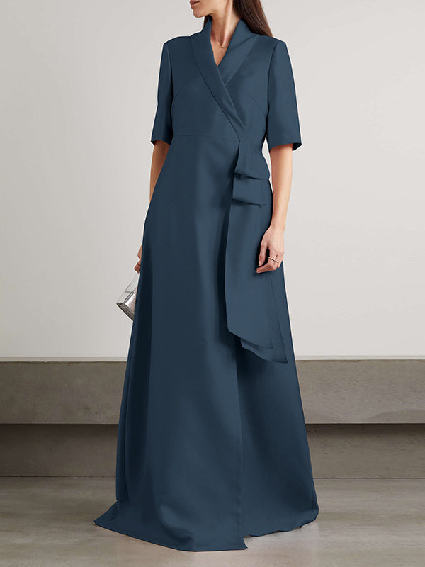 Loose Solid Color Split-Joint V-neck Evening Dresses Maxi Dresses