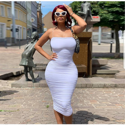 Fashion Pleated Long Sheath Dresses for Women