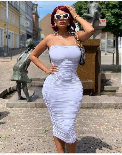 Fashion Pleated Long Sheath Dresses for Women