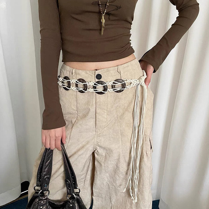 Bohemian Braided Belt For Women With Dresses Jeans