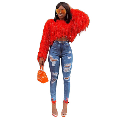 Fashion Hand Made Tassels Pullover Sweaters