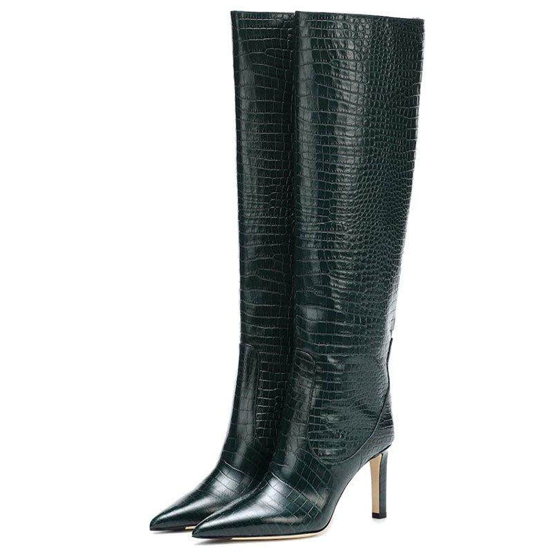 Fashion Peep Toe Crocodile Print Plus Sizes Women Boots