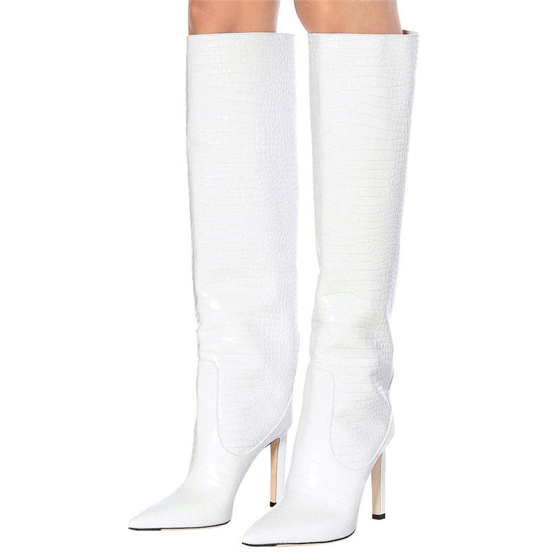 Fashion Peep Toe Crocodile Print Plus Sizes Women Boots