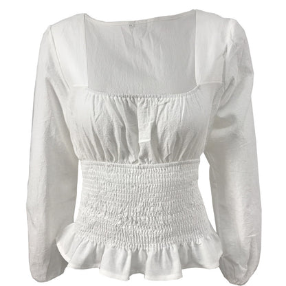 Fashion Square Neckline Long Sleeves T Shirts for Women