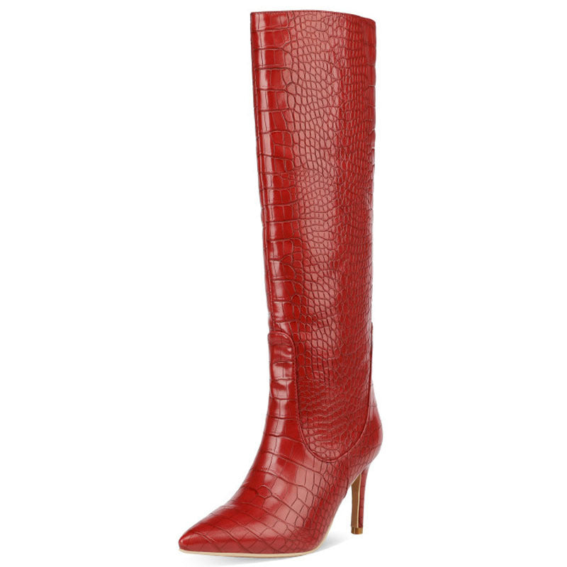 Fashion Peep Toe Crocodile Print Plus Sizes Women Boots