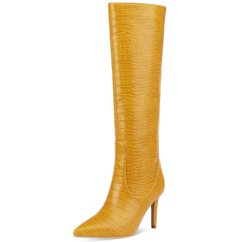 Fashion Peep Toe Crocodile Print Plus Sizes Women Boots