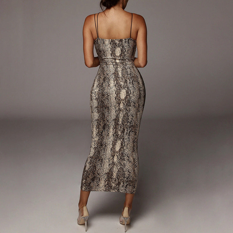 Sexy Simple Style Sleeveless V Neck Leopard Dresses