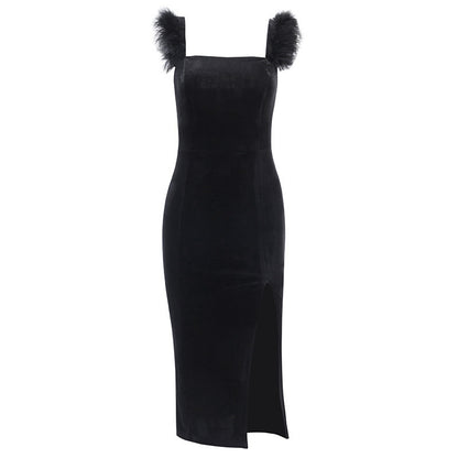 Sexy Feather Midi Length Sheath Dresses