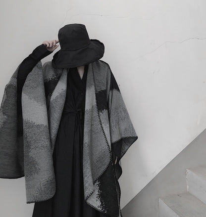 3 in 1 Faux Cashmere Black Warm Cloak Scarves