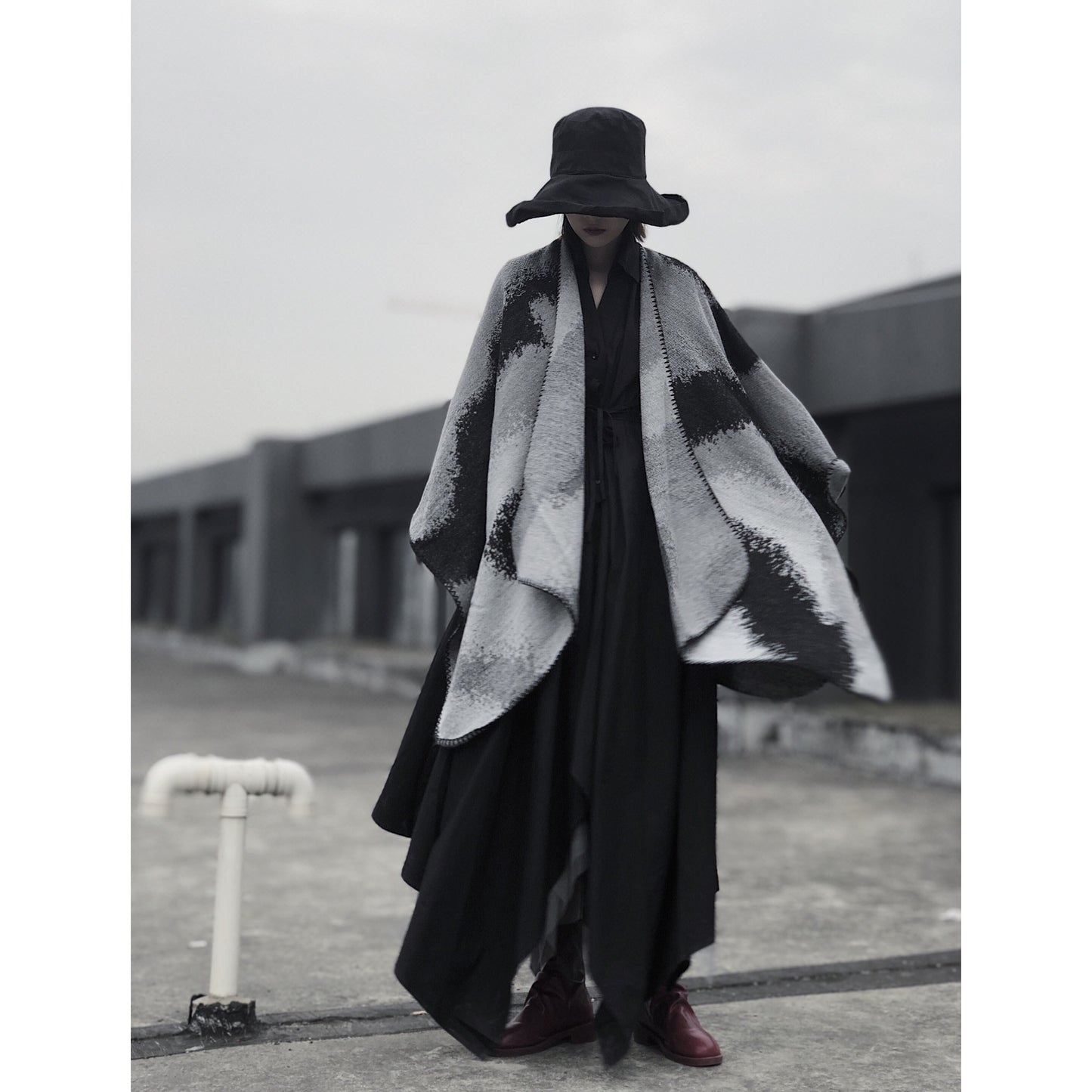 3 in 1 Faux Cashmere Black Warm Cloak Scarves