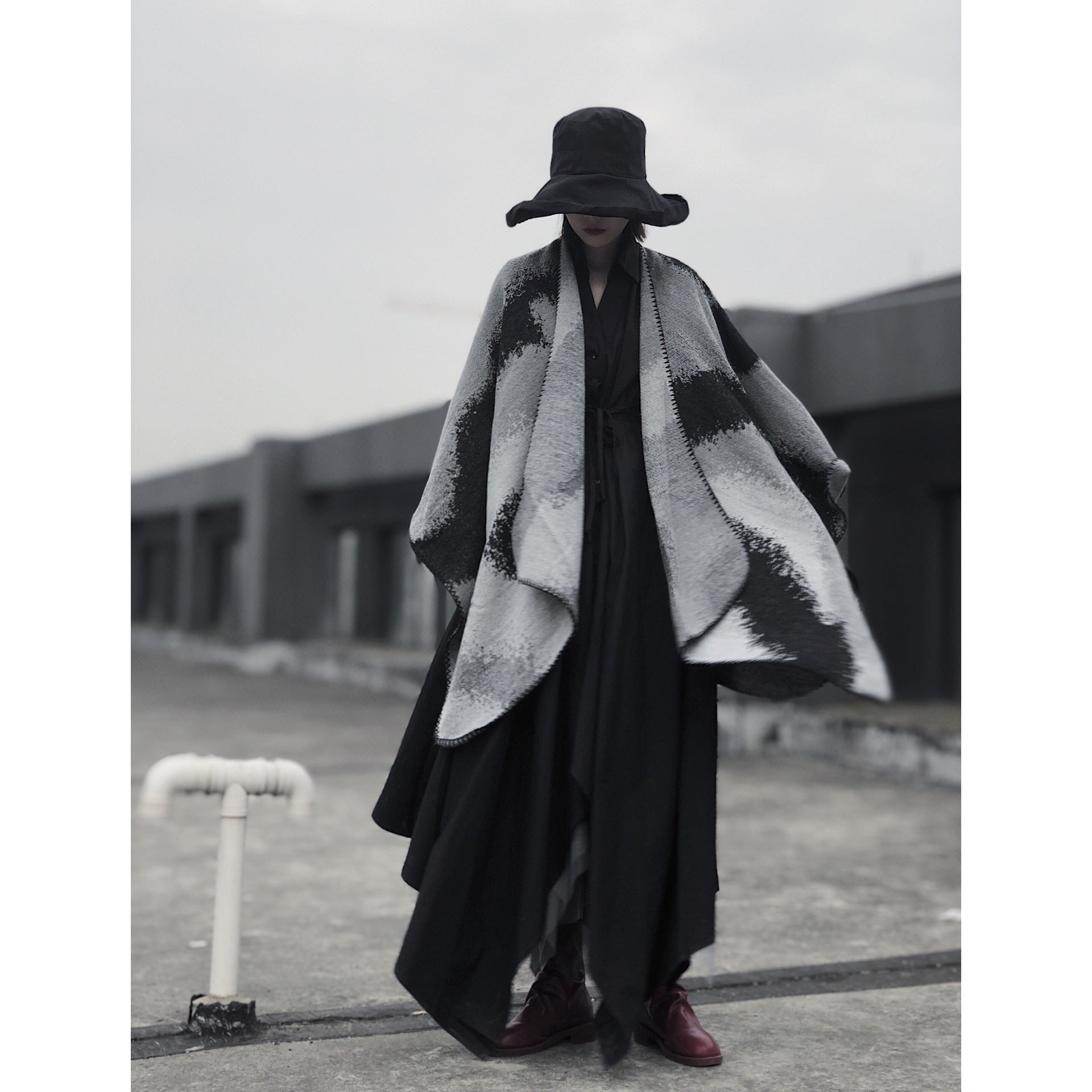 3 in 1 Faux Cashmere Black Warm Cloak Scarves