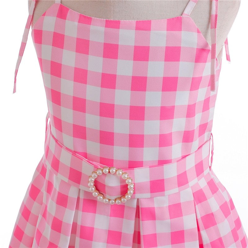 Plaid Suspender Waist Princess Dress For Girls