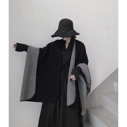 3 in 1 Faux Cashmere Black Warm Cloak Scarves