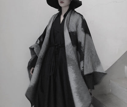 3 in 1 Faux Cashmere Black Warm Cloak Scarves