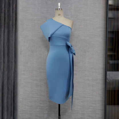 Sexy One Shoulder Bowknot Sheath Party Dresses