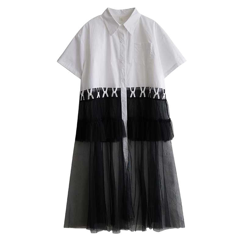 Sheer Pleated Faux Two-Piece Fashion Dress
