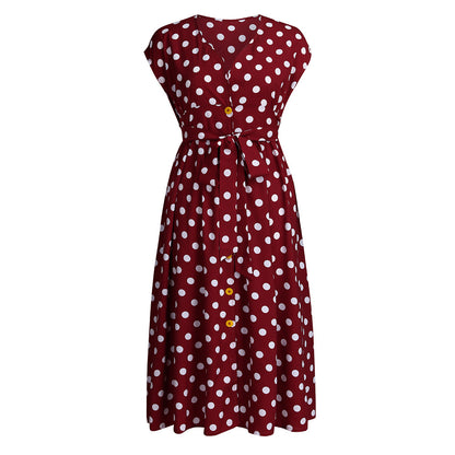 Women Plus Sizes Dot Print Summer Dresses