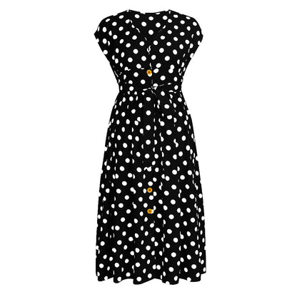 Women Plus Sizes Dot Print Summer Dresses