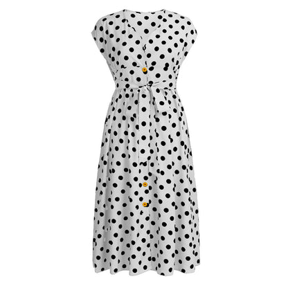 Women Plus Sizes Dot Print Summer Dresses