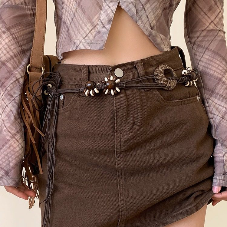 Bohemian Y2K Woven Belt For Dresses, Ethnic Style