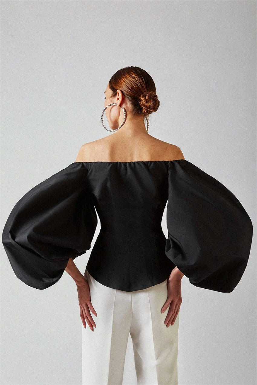 Designed Cotton Lantern Sleeves Women Shirts